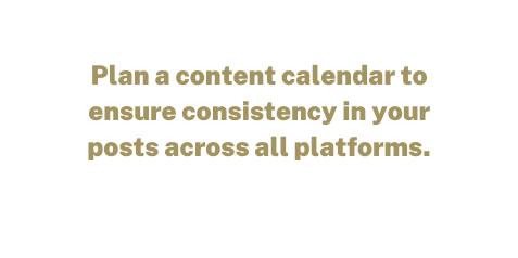 Plan a content calendar to ensure consistency in your posts across all platforms