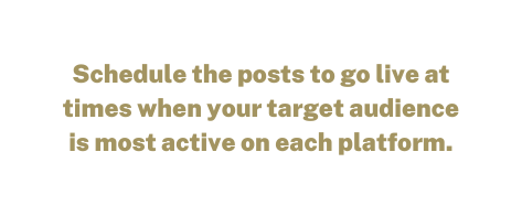 Schedule the posts to go live at times when your target audience is most active on each platform